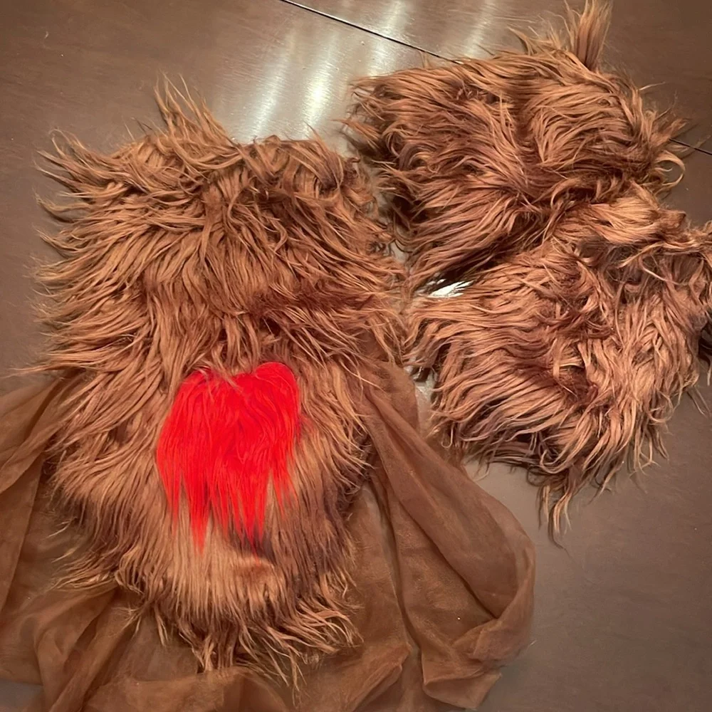 New Reindeer faux fur costume dress leg warmers headband antlers 12-18 months